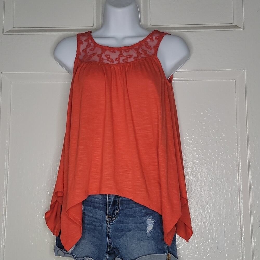 XS Junior's tank with lace top Orange/Red